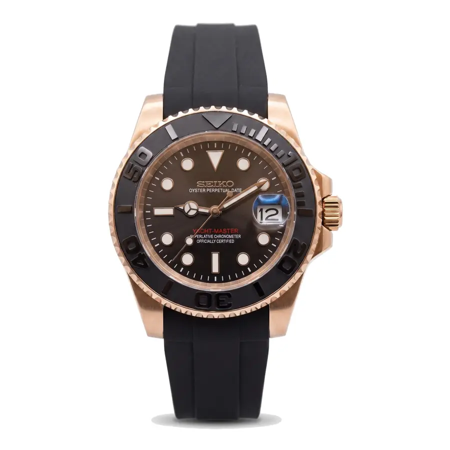 Seikomariner | Black & Rose Gold – Rubber Strap