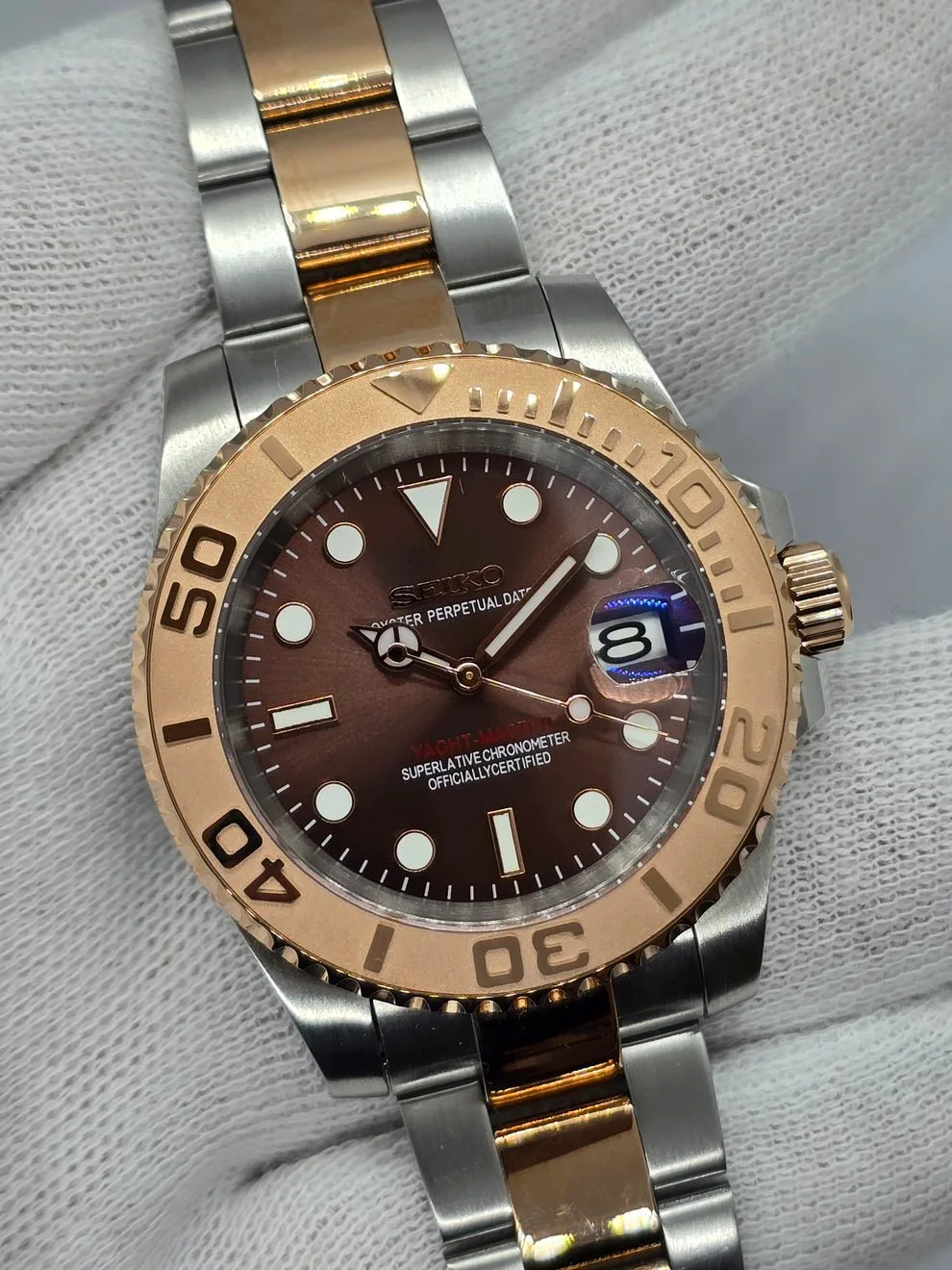 Seikomariner Lünette in Braun/Schwarz