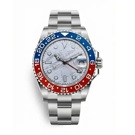 Seikomod RED-BLUE GMT MOD Meteorite-Look Dial Seiko mod – view 1