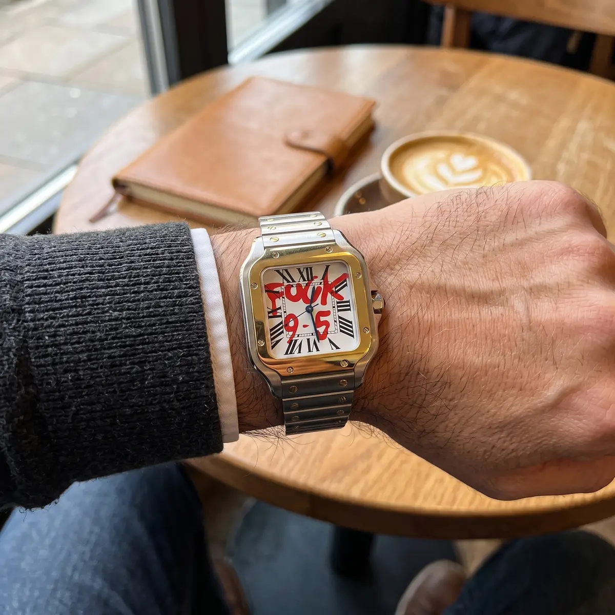 Seiko Mod Uhr SEIKTOS | 9-5 Zweifarbiges Goldzifferblatt – 38 mm – am Handgelenk – Wristshot – MedoMods