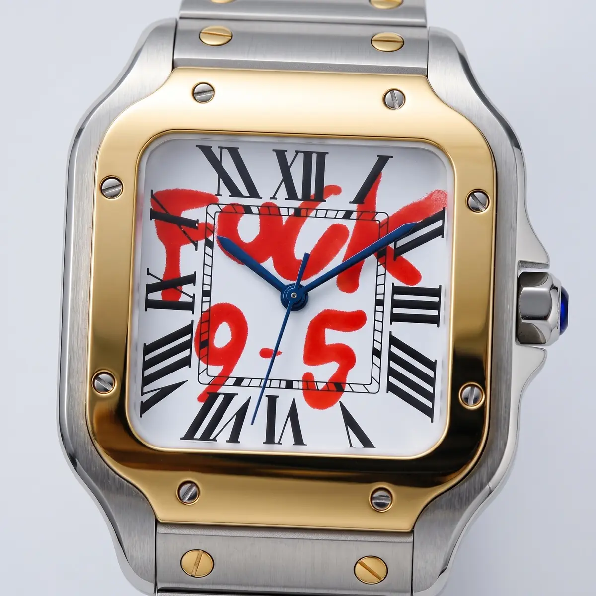 Seiko Mod Uhr SEIKTOS | 9-5 Zweifarbiges Goldzifferblatt – 38 mm – Zifferblatt Nahaufnahme – MedoMods