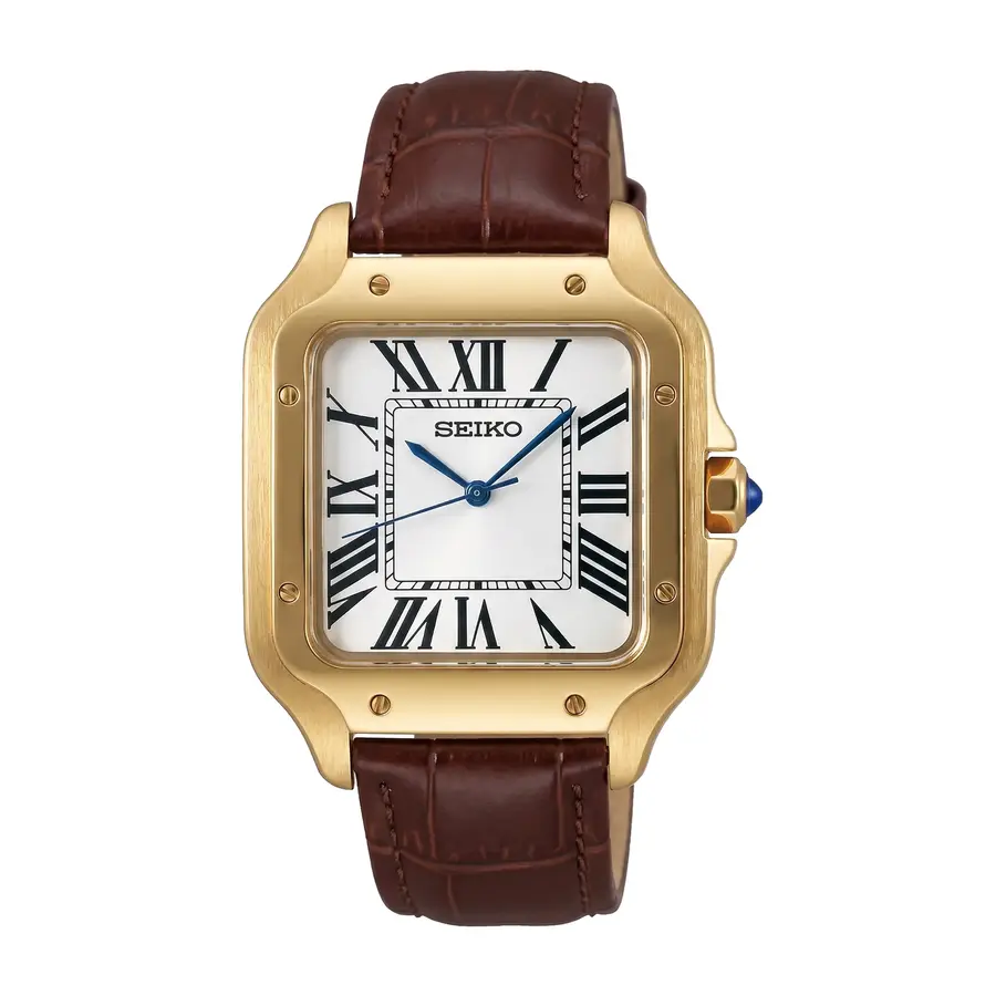 SEIKTOS | Brown Leather Strap & Gold Dial – 38mm