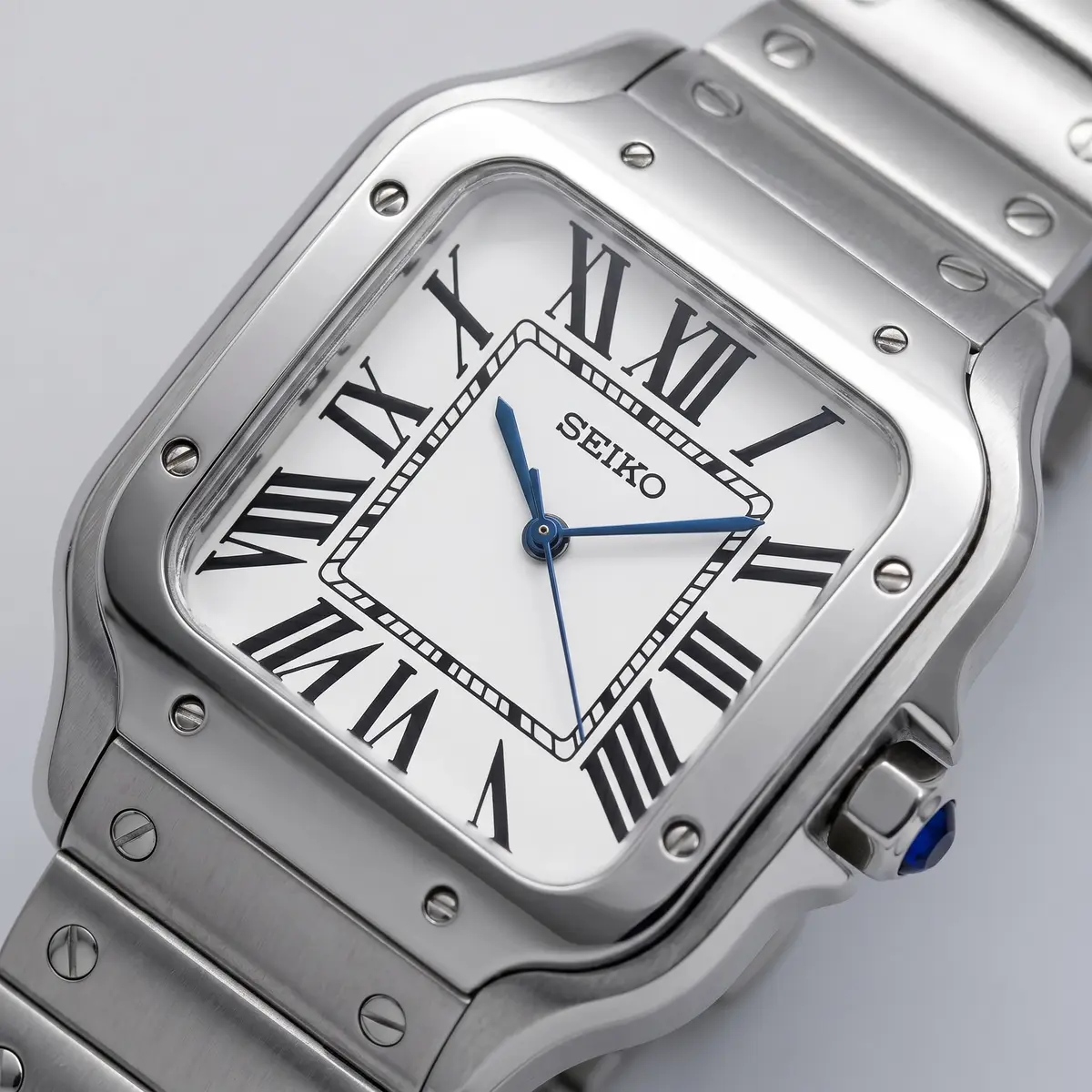 Seiko Mod Uhr SEIKTOS | Klassisches weißes Zifferblatt – 38 mm – Zifferblatt Nahaufnahme – MedoMods