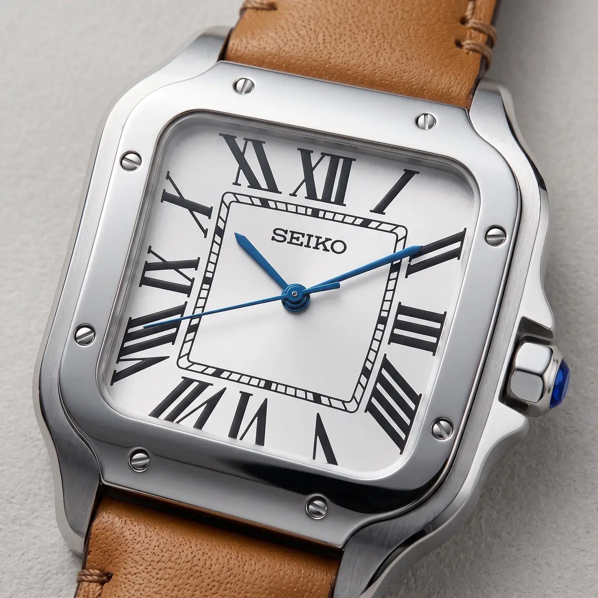 Seiko Mod Uhr SEIKTOS MOD – BRAUN (LEDERARMBAND) – Zifferblatt Nahaufnahme – MedoMods