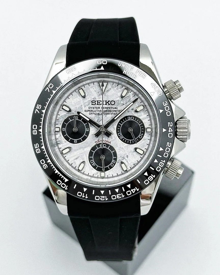 TONA MOD | Schwarzes Gummi mit schwarzer Struktur – Panda – 40 mm