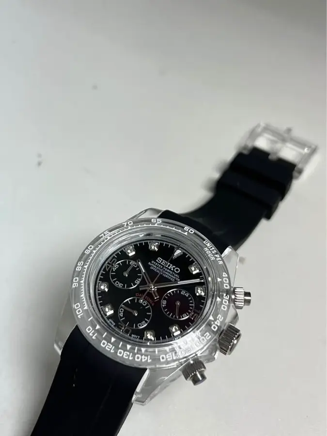 TONA MOD | Gomma nera con motivo a rombi - 40 mm