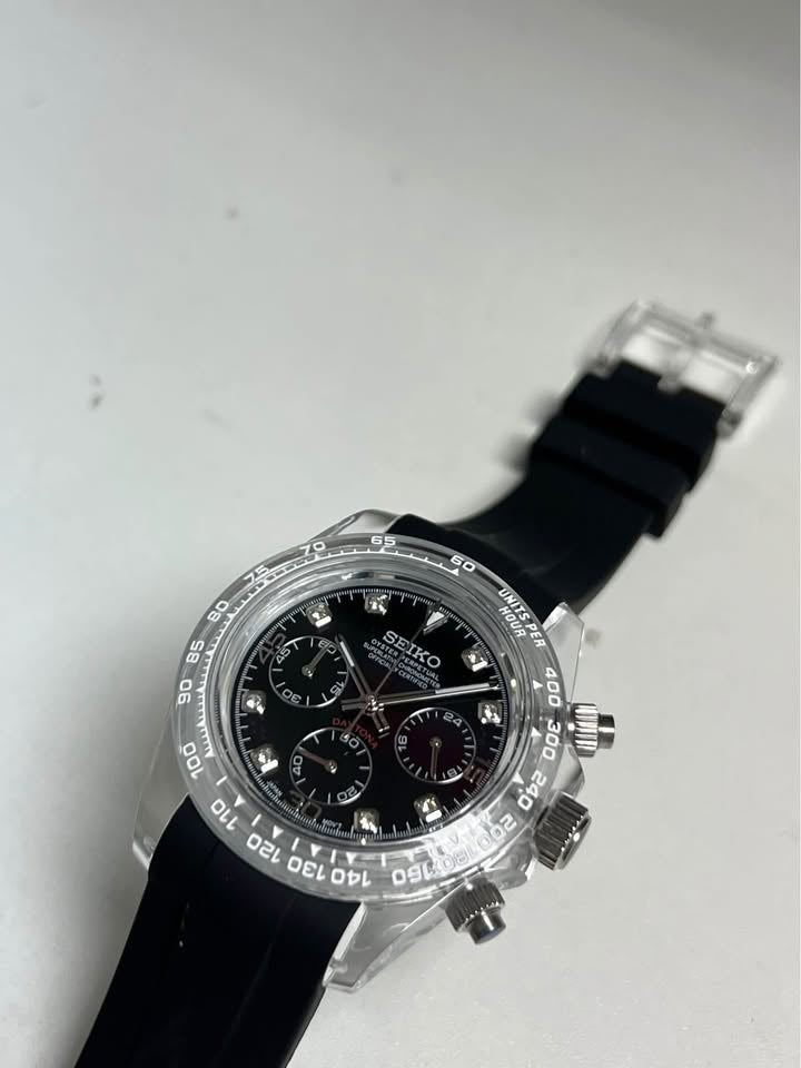 TONA MOD | Gomma nera con motivo a rombi - 40 mm