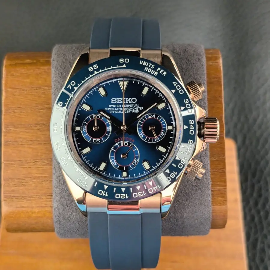 TONA MOD | Gomma blu e oro rosa - 40 mm