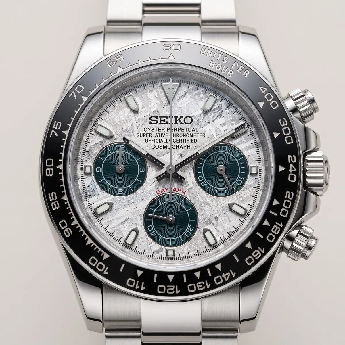 Seiko Mod Uhr TONA MOD – METEORIT – Zifferblatt Nahaufnahme – MedoMods