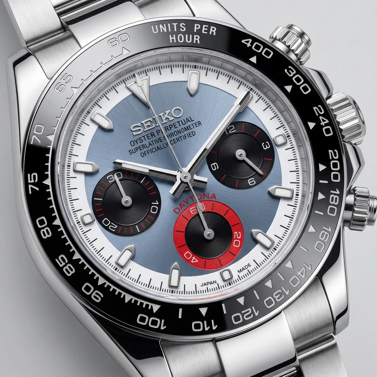 Seiko Mod Uhr TONA MOD – REDLINE – Zifferblatt Nahaufnahme – MedoMods