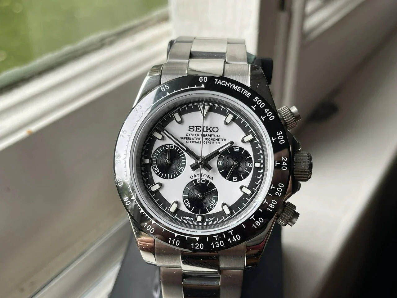 TONA MOD | Lunetta in acciaio nero opaco, bianco - 40 mm
