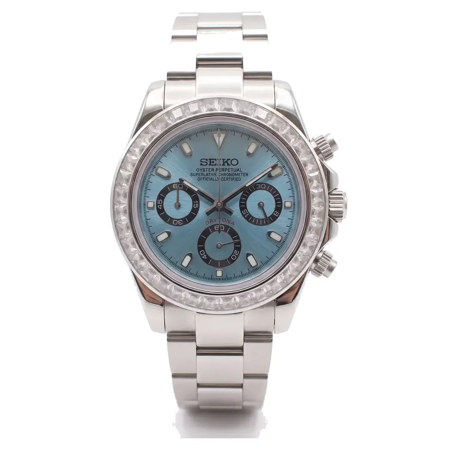 TONA MOD | steel ice blue diamond bezel - 40mm