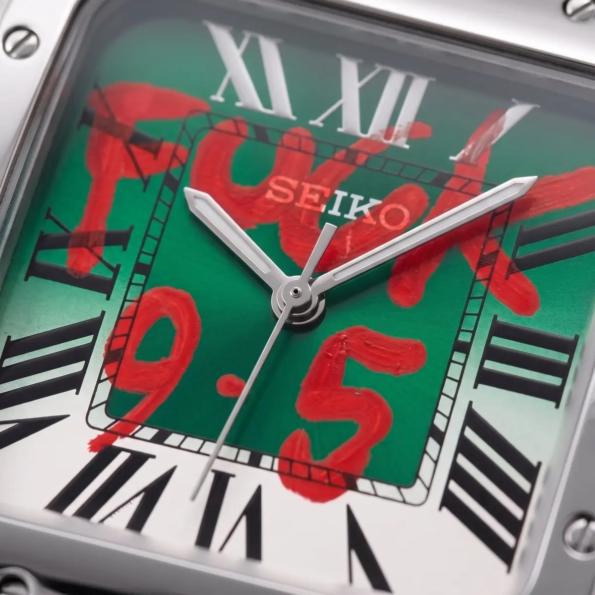 Seiko Mod Uhr VANTOS MOD – GRÜN – Zifferblatt Nahaufnahme – MedoMods