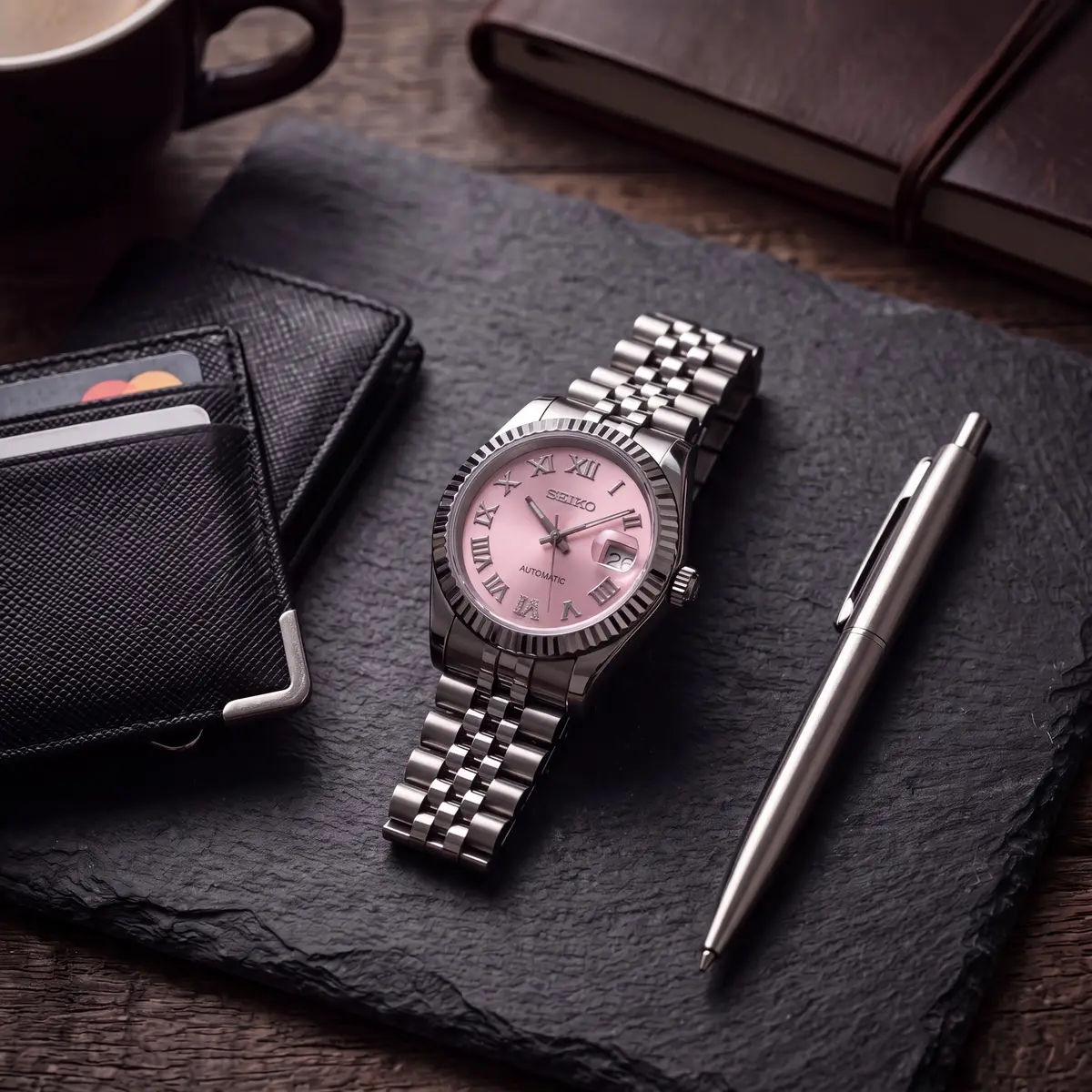 WOMEN'S PINK GLIMMER – watch laid flat